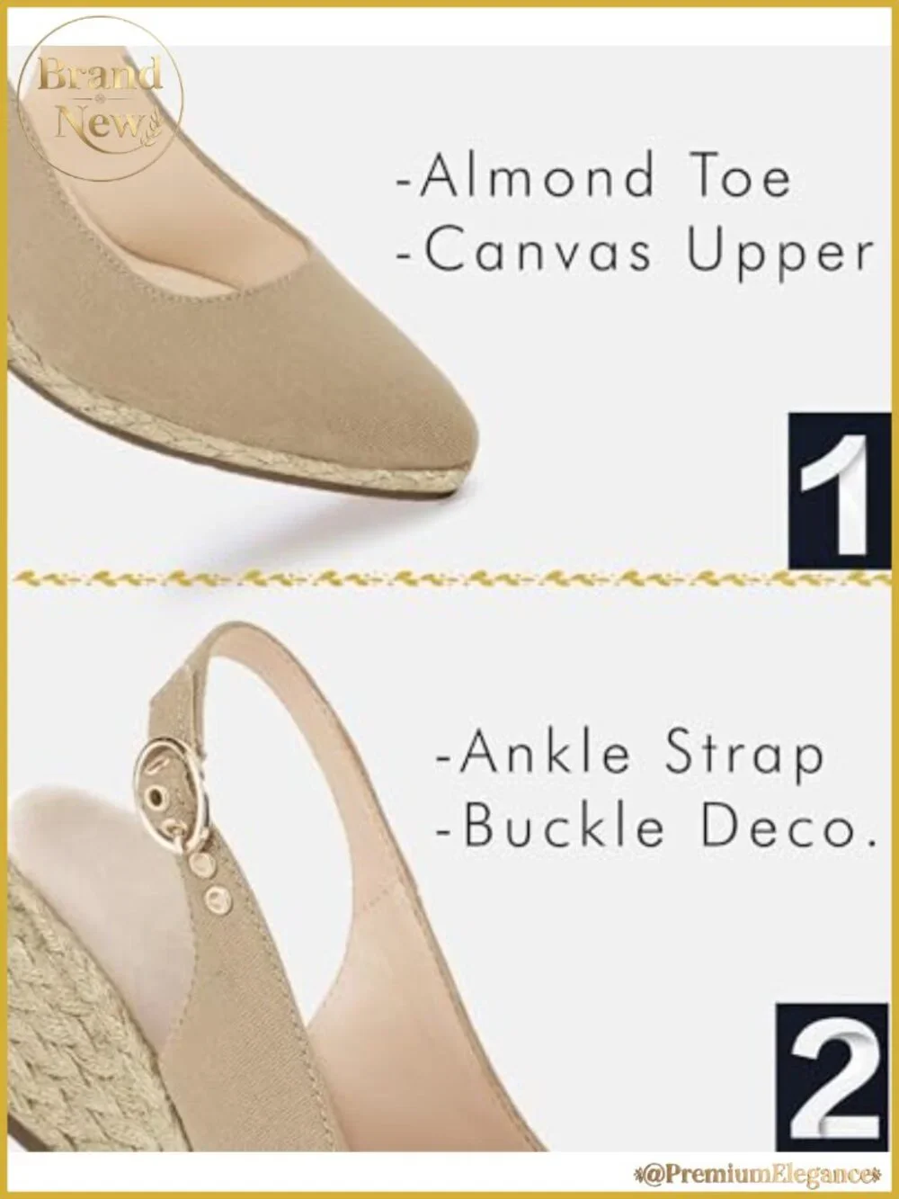 Canvas Espadrille Wedge Sandals Closed Toe Slingback Adjustable Strap Comfort